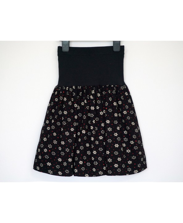 Cotton corduroy skirt 6-8 years black white red snowflakes