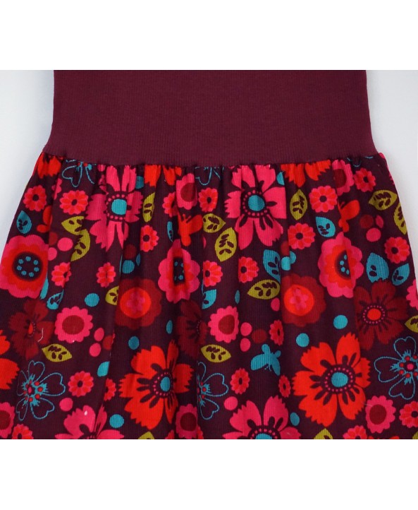 Cotton corduroy floral skirt 2-4 years burgundy, red, pink