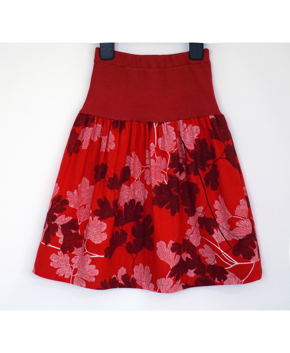 Girls cotton skirt, 3-4 years old, elasticated waist band, red, white, black Floral, Christmas Gift