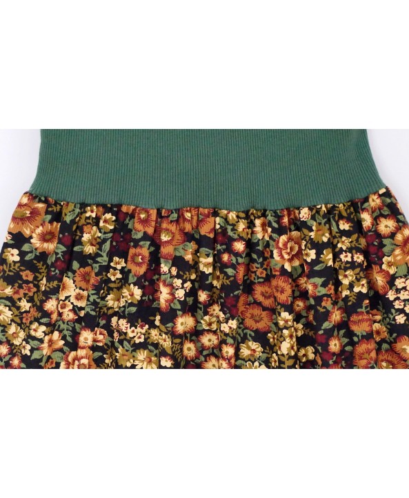 Girls Autumn Colours Corduroy skirt, 4-6 years old, elasticated waist, Green, Yellow, Brown 