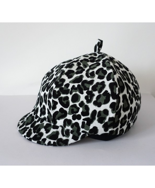 Girls 2-3 years White Black Green Cord Hat/Baret Dalmatain print Handmade in UK