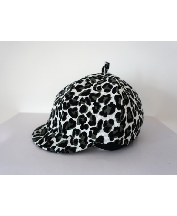 Girls 2-3 years White Black Green Cord Hat/Baret Dalmatain print Handmade in UK