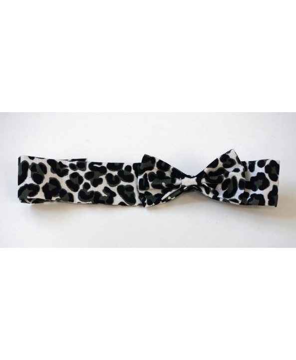 Girls 2-4 years Bow Headband Corduroy Black White Green Leopard Print, Handmade in UK