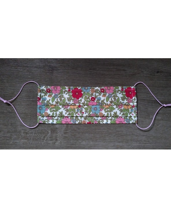 Cotton Floral Face Mask Breathable Thin Single Layer Handmade in UK green pink blue