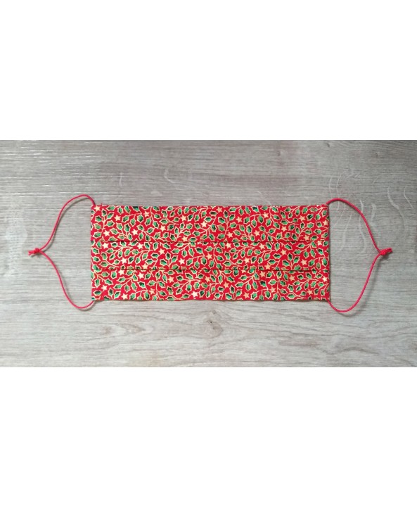Christmas/Festive Designs Face Mask SINGLE layer Breathable Gold Red Green Hollies print